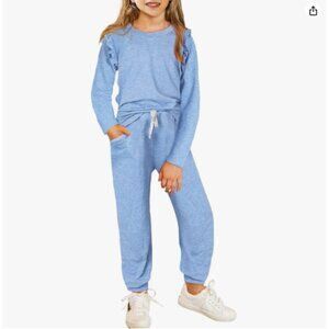 Yekaty Kids Girls Clothes Stylish Ruffled Tops and Pants with Pockets